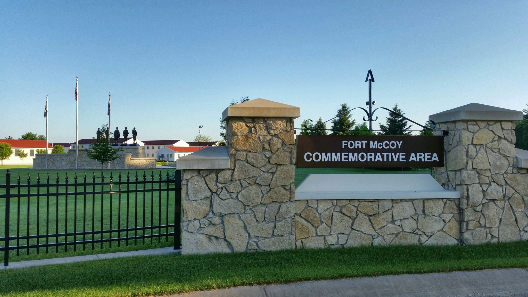 Fort McCoy's Commemorative Area stone built sign.